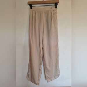 Black Crane Cream Beige Cotton Poplin Pant Curve Hem XS
